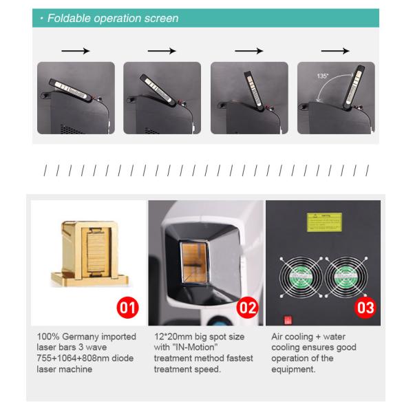 755nm 808nm 1064nm Diode Laser Hair Removal Machine 10HZ