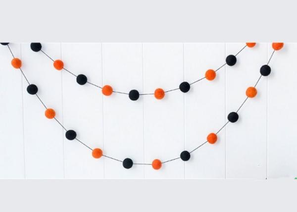 2.5 Cm Felt Fabric Crafts Fall Felt Ball Garland For Autumn Halloween Pumpkin