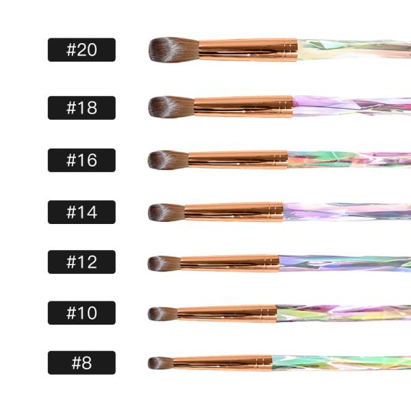 Kolinsky Hair Manicure Nail Brush Bling Acrylic Marble Handle Oval