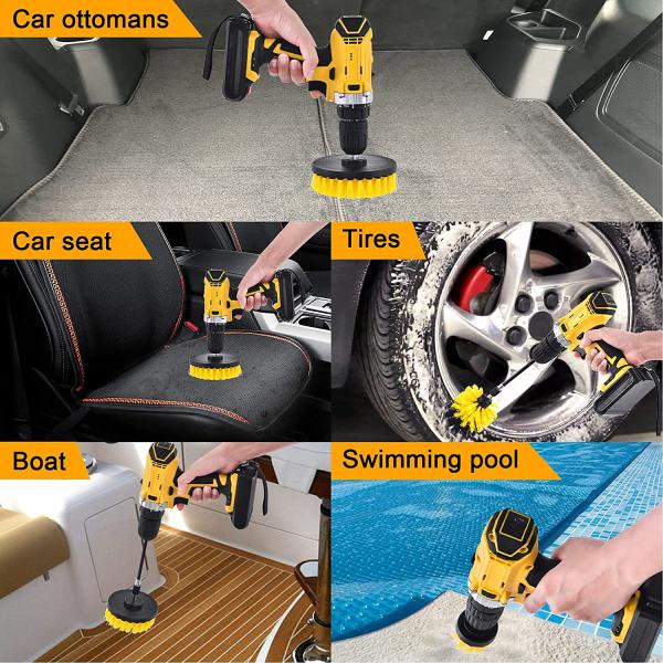 Plate Hole 7.5mm Power Drill Brush Kit Scrubber 0.25 Inch Bearing