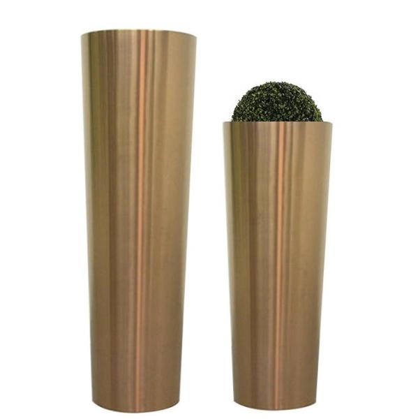 Indoor round hammered matte stainless steel flower pot vase home decoration