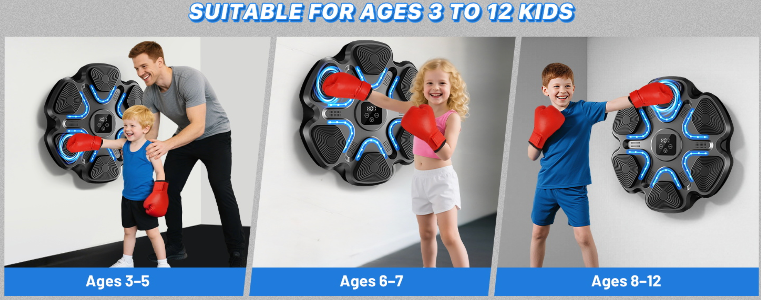 Smart Music Boxing Machine Wall Mounted Bluetooth Boxing Target with LED Display