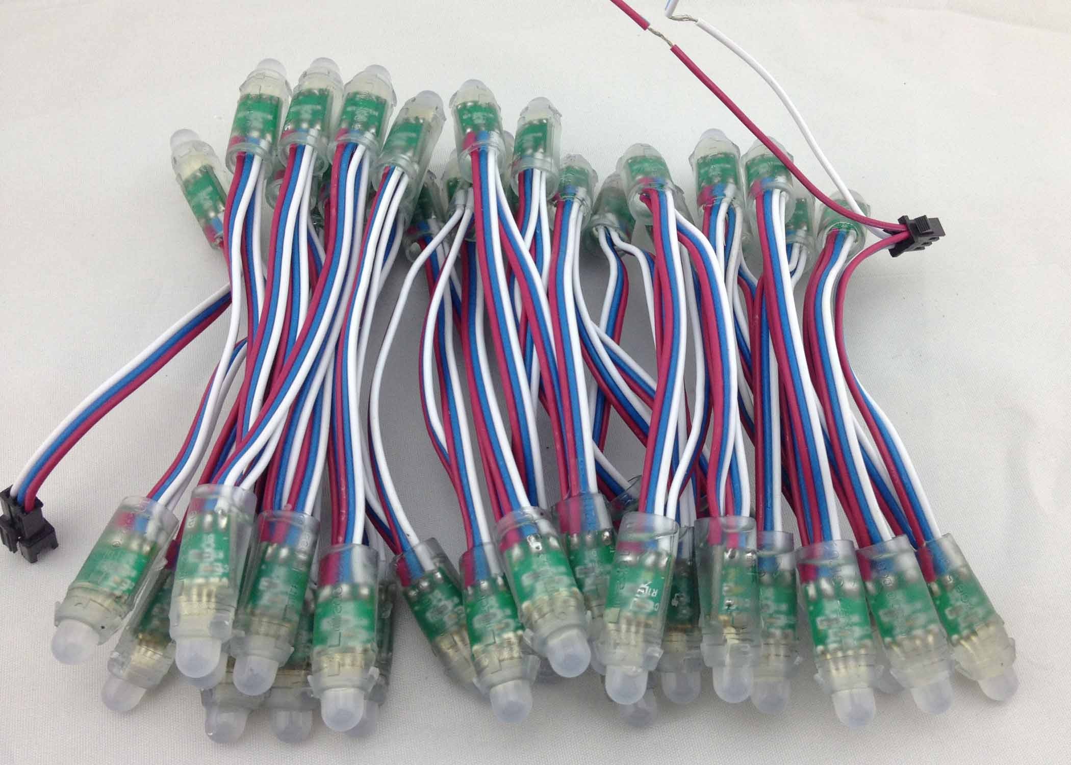 Свет цепи СИД пиксела СИД RGB модели 9823 IC с КРАСНЫМ проводом + белизной - синью