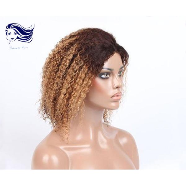 Курчавые парики шнурка фронта человеческих волос замыкают накоротко цвет Ombre париков человеческих волос
