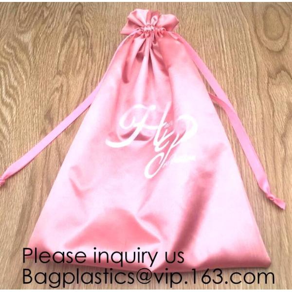 Gold Blue White Satin Packaging Bag For Towel,White Satin Bag With Gold Printing,Silk Packaging Bags For Clothing Indust