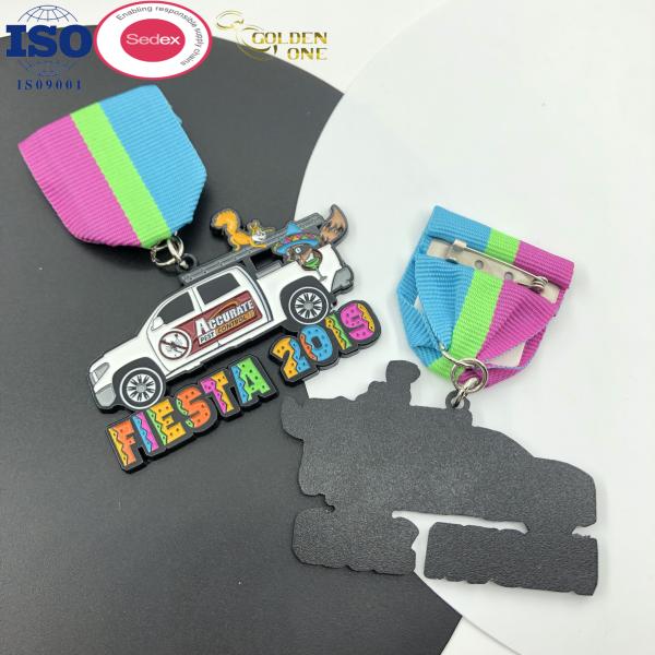 Truck Car Custom Enamel Medals Zinc Alloy Trophies Medals With Nickel Chain