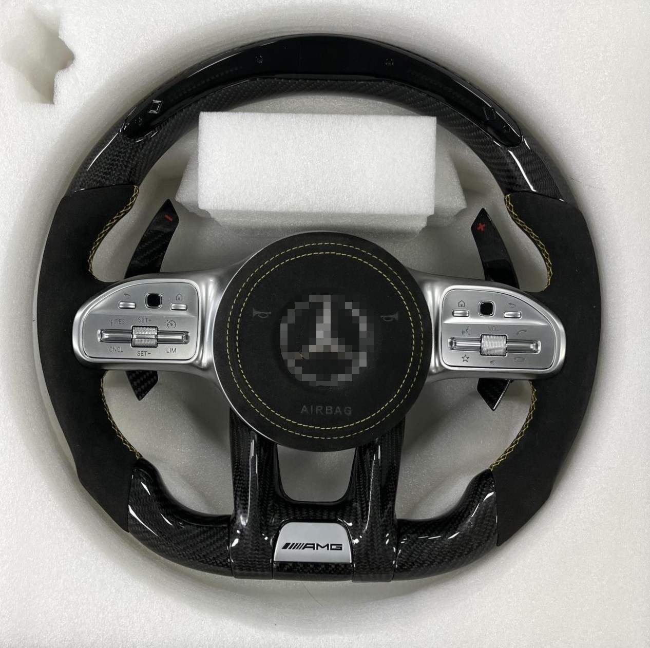 Mercedes-Benz Old Model AMG Carbon Fiber Steering Wheel 55cm Diameter Nappa Leather