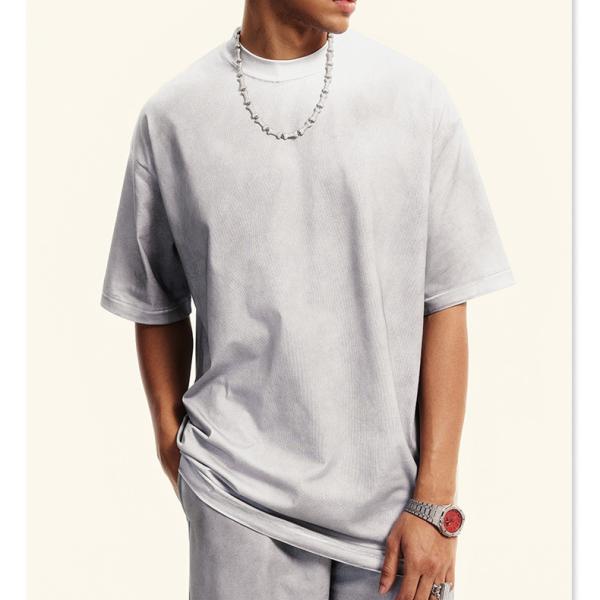 Homens branco Mock Neck T-Shirts 230 gramas Peso de tecido Secagem rápida e arrefecimento roupas de rua