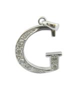 G Letras 1,25mm/1,5mm Pedras 925 Prata CZ Pendente Acessível e Elegante Pendente de prata esterlina Alfabeto de diamante