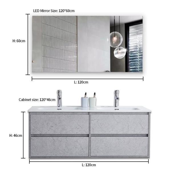 Latest Bathroom Vanity Units Wall Hung Waterproof Luxury Bathroom Vanity Cabinet With LED Mirror