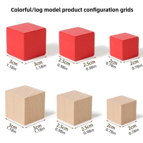 Rainbow Wooden Blocks Square Colorful Wooden Cubes Counting Block Learning Educational Toys Wooden Building Blocks Stacking Game