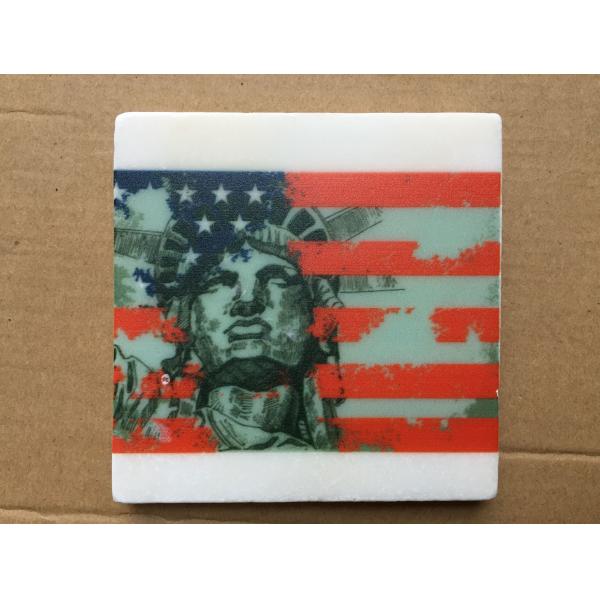 2017 Popular Good Quality 4'' Square Anti Slip Marble Stone Coaster Customized Size and Printed Logo