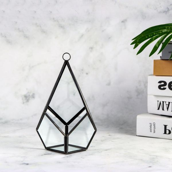 Black gold color diamond shaped greenhouse glass artifact lamp cover water drop decoration