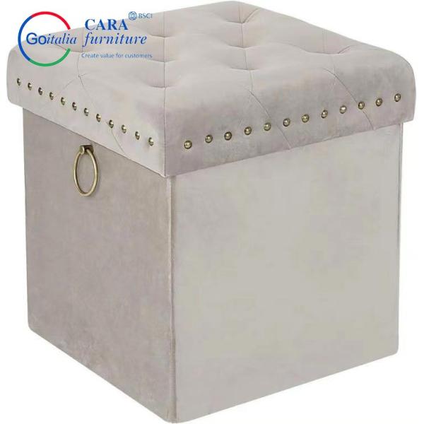BB2005 Ready To Ship Home Bedroom Fabric Stool Storage Pink Sofa Stool Square Ottomans