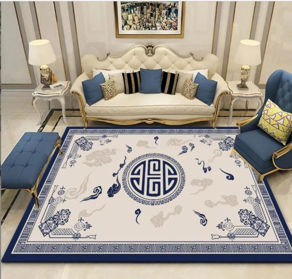 Chinese Style Ancient Classic Crystal Velvet Floor Carpets For Sofa Living Room