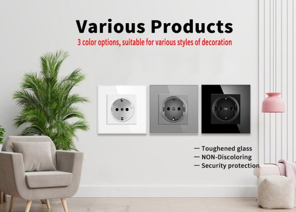 Electric Multi Plug Wall Outlet Round Junction Box White PC Shell Black Wall Plugs