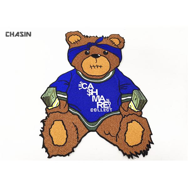 Custom Iron - On Backing Bear Logo Clothing Embroidery Patches Large Size