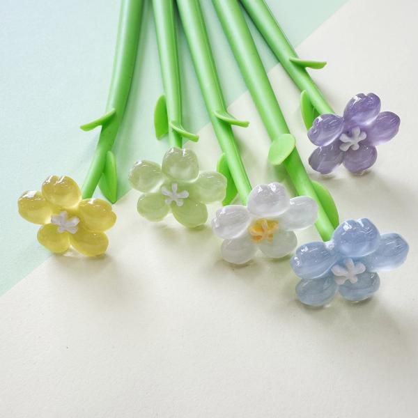 Promotion Creative Acrylic Crystal Daisy Flower Silicone Neutral Pen For Gift