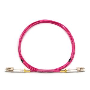 LC UPC a LC UPC Cable de parche de fibra óptica doble OM4 multimodo OFNR 2,0 mm Magenta