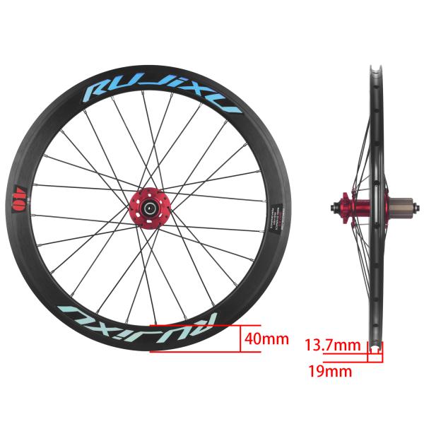 Aleación de aluminio 20 pulgadas 451 Wheelset UD Finalización 24 / 24H 40mm Profundidad del borde
