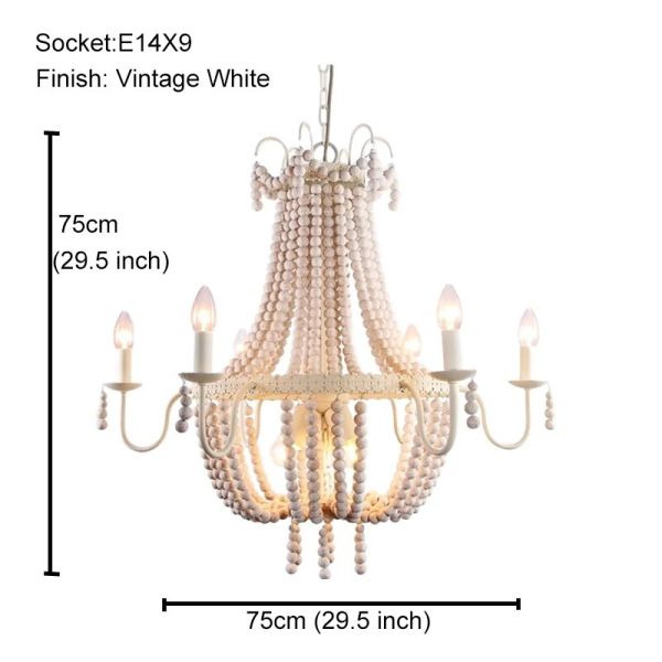 Gold Chandelier Wooden Beaded Lighting Fixture Fringe Hanging Light Silas Chandelier (WH-AP-652)