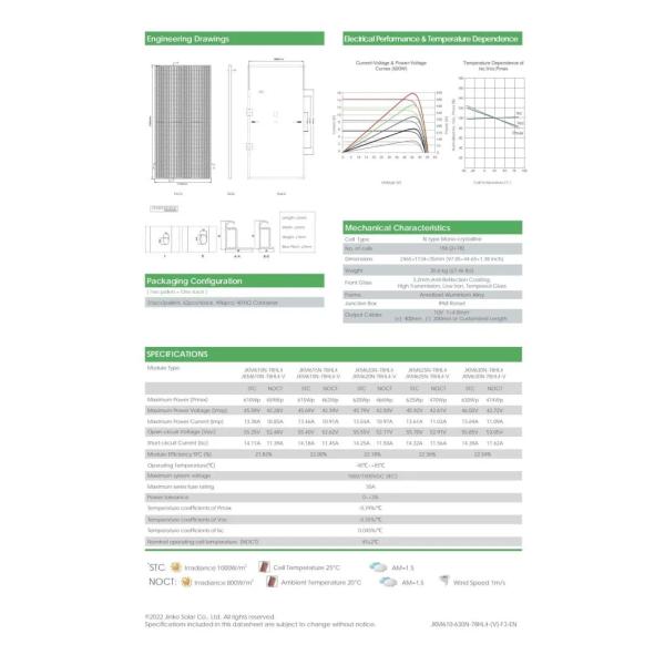 610W 615W Jinko Solar Panel 620W 625W 630W Monocrystalline Perc Solar Panel