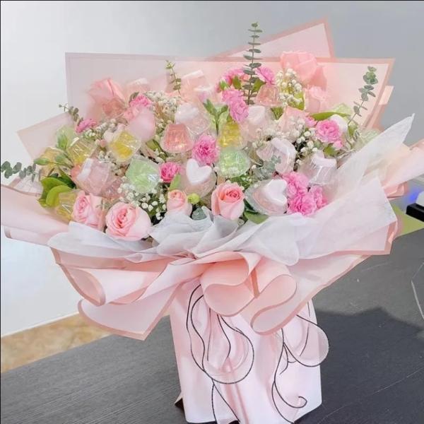 Fábrica de papel de parede preço direto 2024 Venda Quente Golden Edge Flor Papel de embrulho Bouquet Florista presente Papel de embalagem
