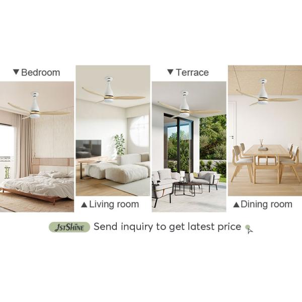 Ventilador de teto de madeira LED com controle remoto 3 velocidades Motor AC ajustável e puro de cobre