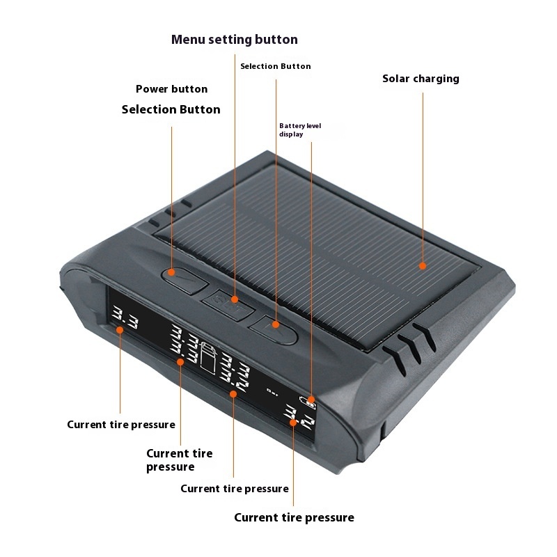 New Condition Large Truck Tire Pressure Monitoring System Solar TPMS Wireless External High Quality Plastic 12V RV Tpms