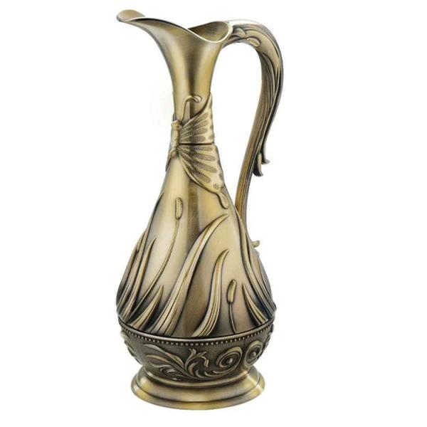 Antique Sliver Metal Flower Vase Classical Rustic Vase Decor For Living Room