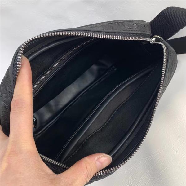 Authentic Real Ostrich Skin Men Small Flap Purse Genuine Exotic Leather Cross Shoulder Bag Male Casual Messenger Bag
