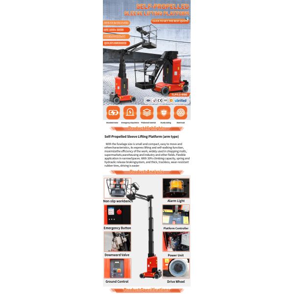8m 9m 10m 11m Vertical Mast Lift Self Propelled Autonomous Navigation OEM