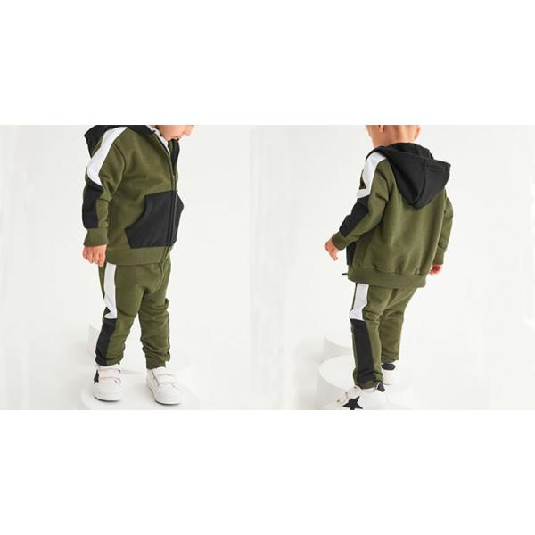 Coton garçons fermeture à glissière Sweatsuit ensemble de deux pièces vêtements pour enfants ensemble d'impression personnalisée