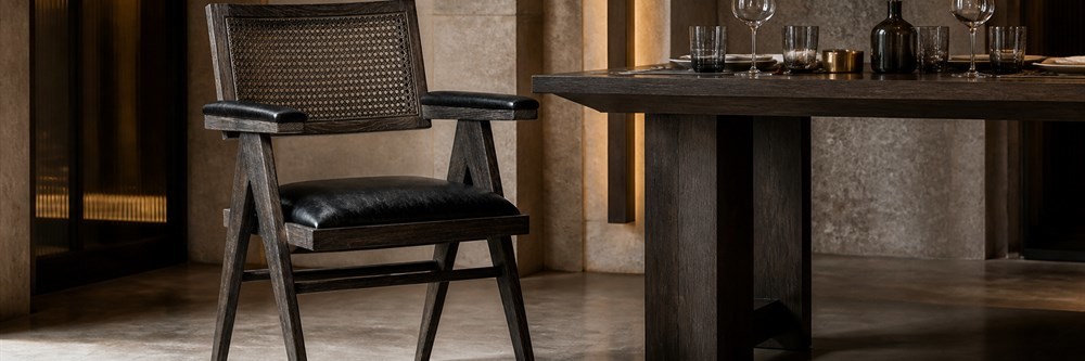Dark Wood Cane Back Dining Armchair  CYC-031-LE