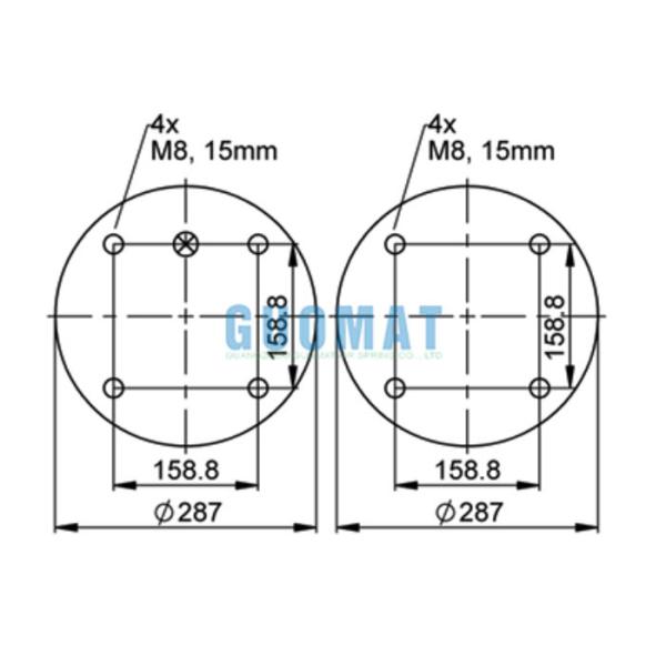 FS530-14 Actuador de aire Contitech 1B53014 Muelles de aire enroscados para equipos de lavandería