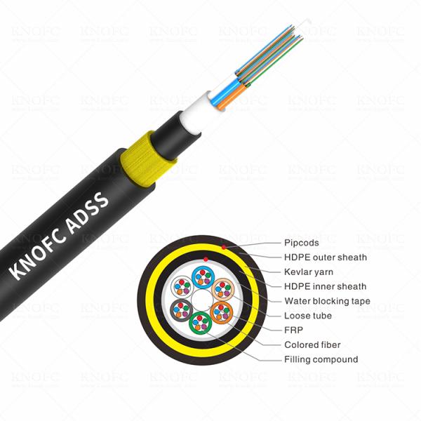 Double HDPE Sheath ADSS 96 Core 100M Aramid Yarn Fiber Optic Cable