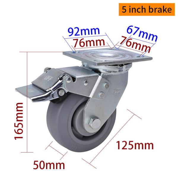 125mm Heavy Duty Casters 5 Inch Swivel Casters With Brake 735-56
