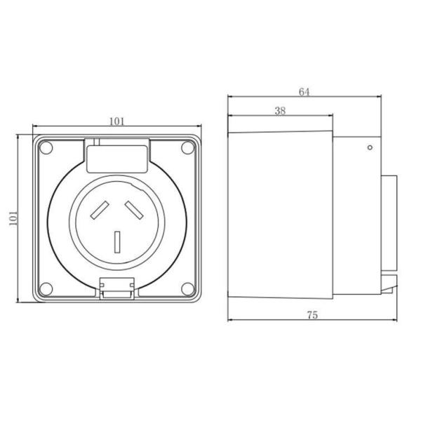 250V IP66 Gd-56ai Série Industrial Área de Água Proof Plug Quadrado 3-Pin Proof Plug