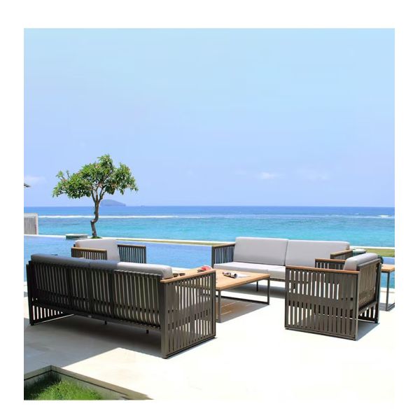 Modern Outdoor Aluminum Rattan Garden Sofa Chair Set Waterproof Eco-Friendly for Villa Apartment Courtyard & Leisure Lounge Use