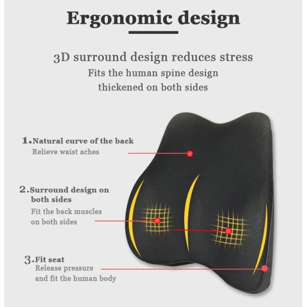 Memory Foam Lumbar Back Support Cushion for Full Pain Relief and Office Chair Comfort