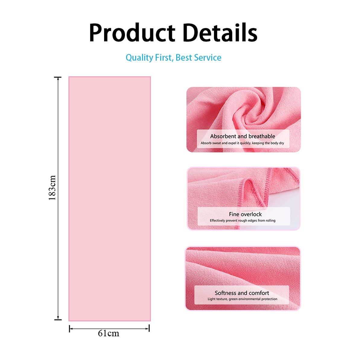 Custom Recycled Yoga Mat Towels with Grip Microfiber Yoga Towel