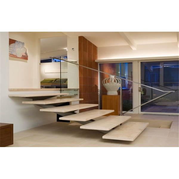 Modern Straight Flight Staircase 12mm Tempered Glass Railing Indoor Decoration