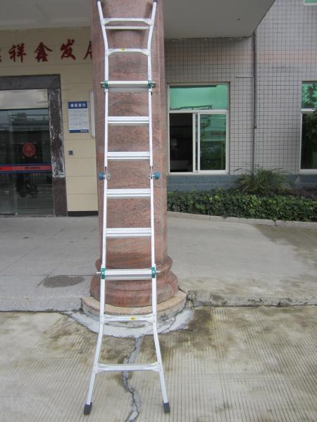 1.2*1.5mm Foldable Aluminium Ladder , Aluminium Telescopic Ladder With Wheel