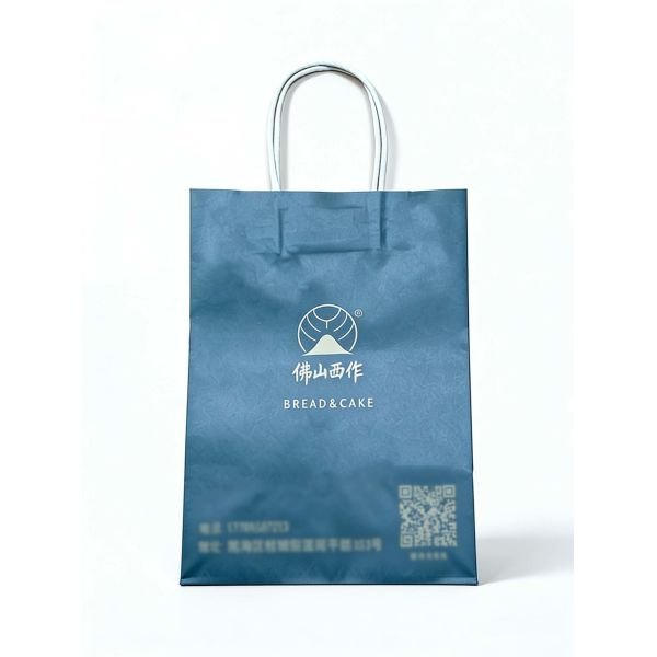 Eco Friendly Custom Paper Handle Bags Blue Kraft Bag With Handles