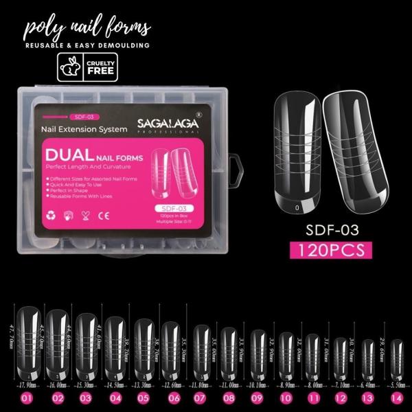 Advantage Reusable and Removable Poly Extension Gel Dual Nail Form 120pcs Clear Ballerina Nail Tips Full Cover Dual Form
