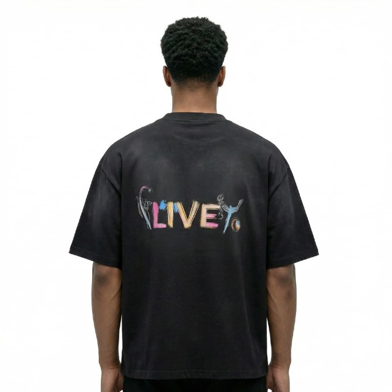 Black Oversized T Shirt Men Cotton 230GSM With Digital Printing