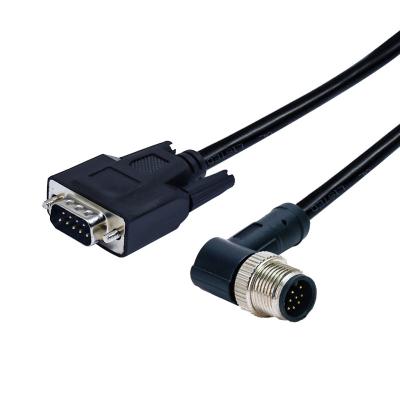 Cabo D-secundário do homem 9pins ao ângulo M12 direito que molda o conector impermeável do sensor 9pins