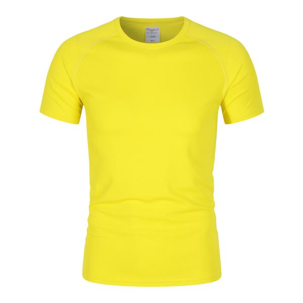 Poliéster 100% feito sob encomenda da aptidão do t-shirt de Logo Hot Selling Gym que corre camisas amarelas dos esportes T dos homens de secagem rápidos do Sportswear