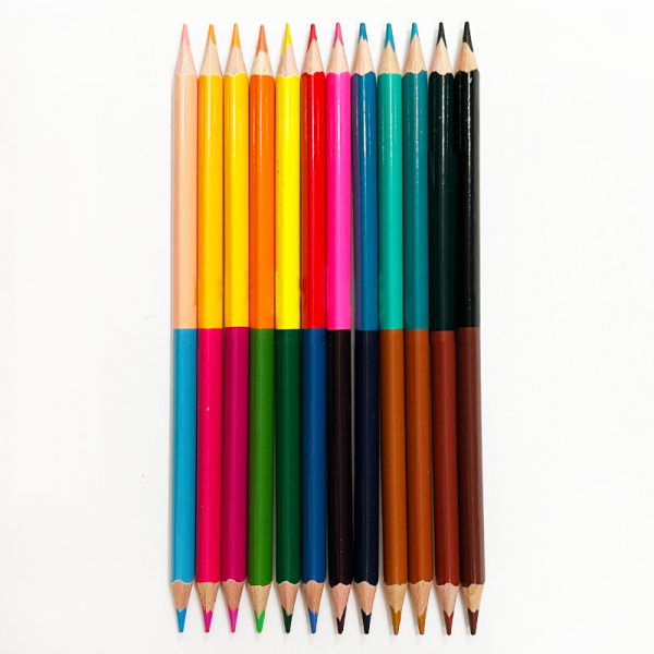Art Supplier 7 Inch Double-End Sharpened Drawing Tools 24Colors In 12PCS Pencils