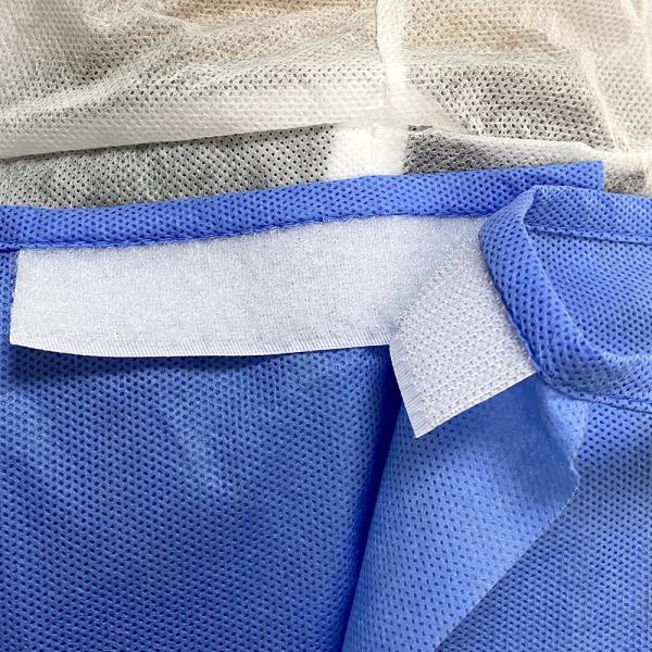 Blue SMS PP PE Disposable Gown Waterproof AAMI Level 1 2 3 4 Dental Isolation Gown